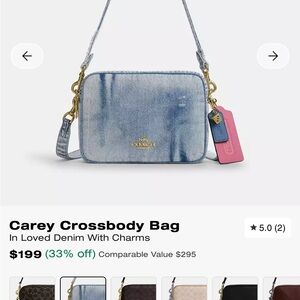 Coach Denim-Effect Carey Crossbody with Pink and Blue Charms